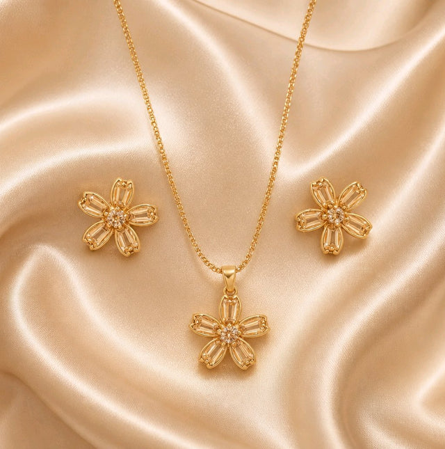 NNPS018 – ZYN Golden Blossom Pendant Set