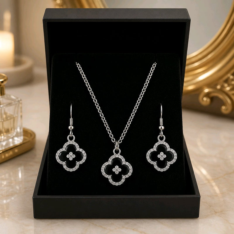 NNPS026 ZYN Noir Blossom Pendant Set