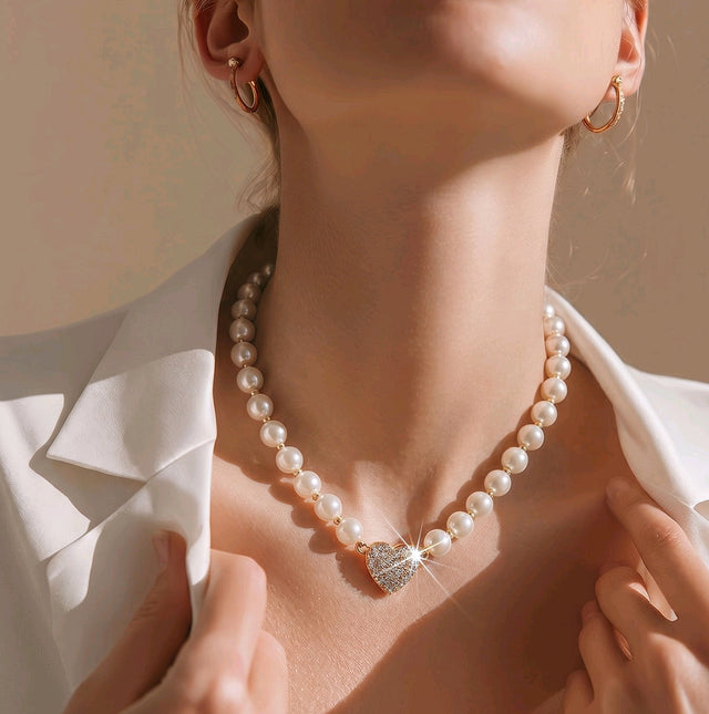 NNPN020 – ZYN Crystal Heart Pearl Necklace