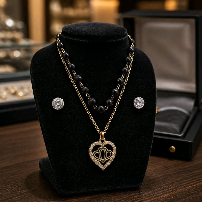 NNPS027 – ZYN Black Elegance Heart Pendant Set