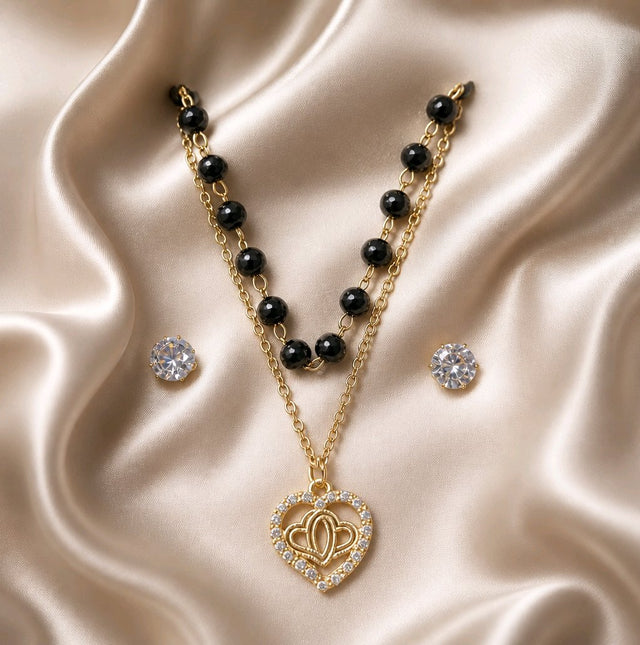 NNPS027 – ZYN Black Elegance Heart Pendant Set