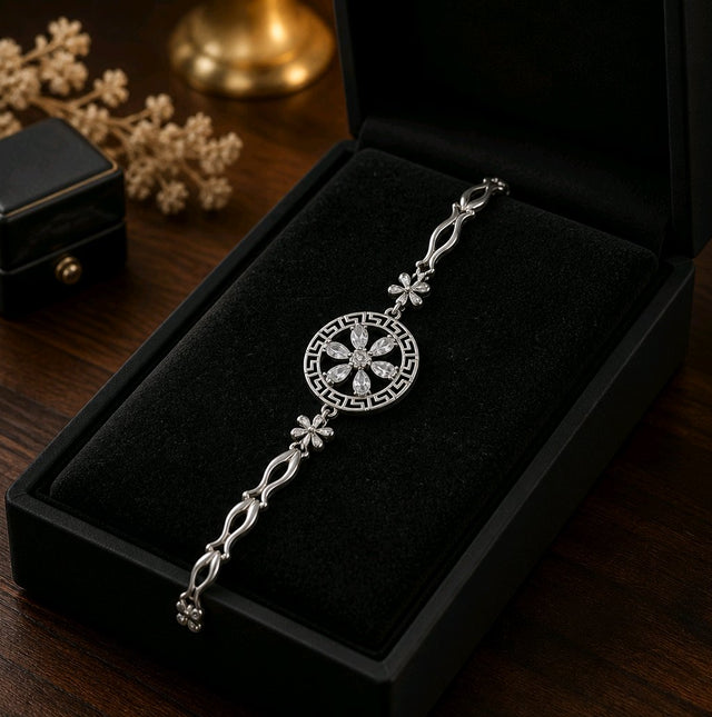 NNCB018 – ZYN Crystal Floral Charm Bracelet