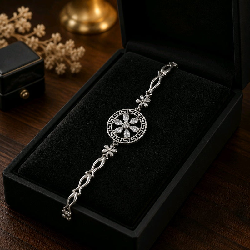 NNCB018 – ZYN Crystal Floral Charm Bracelet