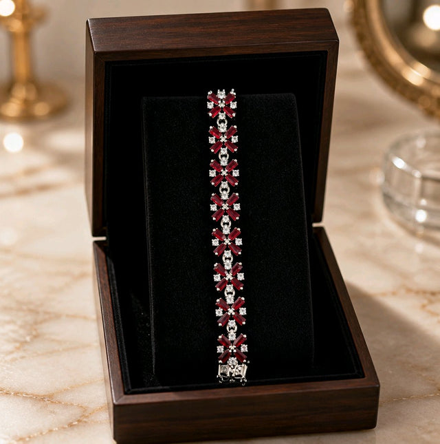 NNCB019 – ZYN Ruby Floral Crystal Bracelet