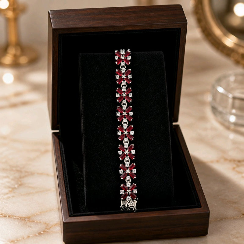 NNCB019 – ZYN Ruby Floral Crystal Bracelet