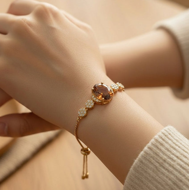 NNCB021 – ZYN Amber Crystal Adjustable Bracelet