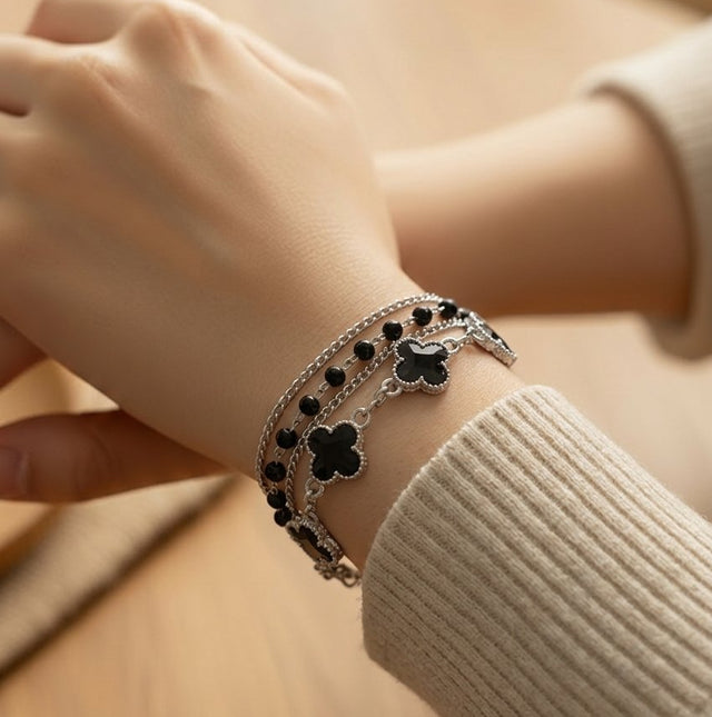 NNCB022 – ZYN Black Clover Layered Bracelet