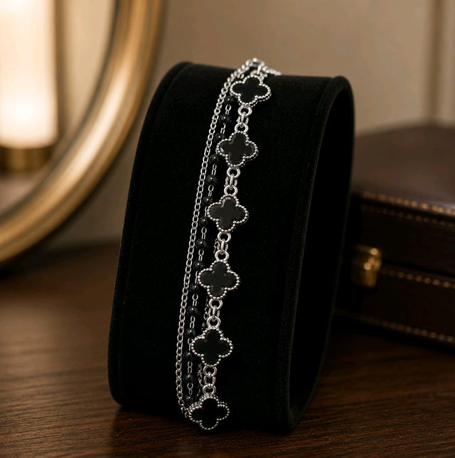 NNCB022 – ZYN Black Clover Layered Bracelet