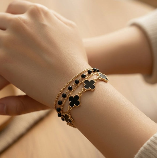 NNCB023 – ZYN Noir Clover Charm Bracelet