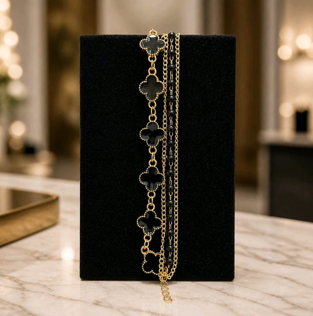 NNCB023 – ZYN Noir Clover Charm Bracelet