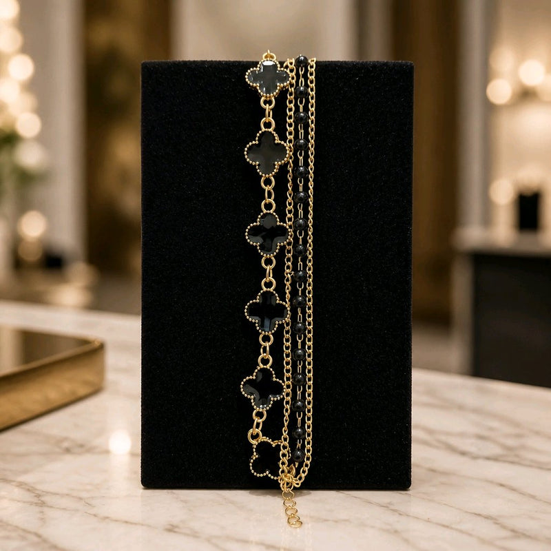 NNCB023 – ZYN Noir Clover Charm Bracelet