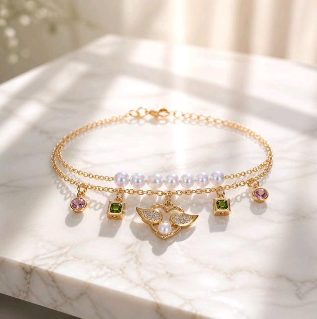NNCB028 – ZYN Pearl Charm Layered Bracelet