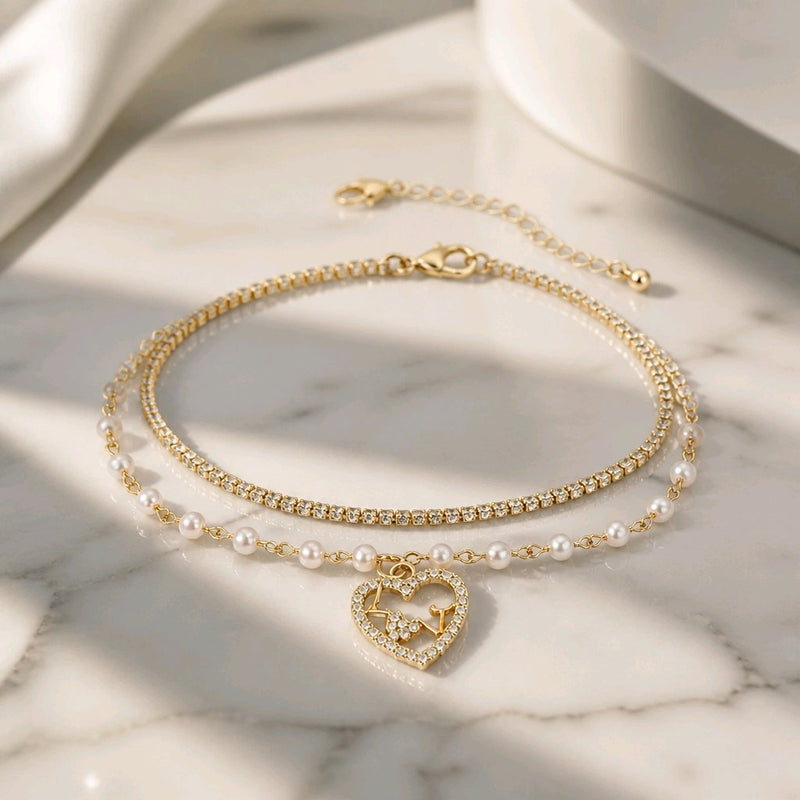 NNCB029 – ZYN Crystal Heart Pearl Bracelet