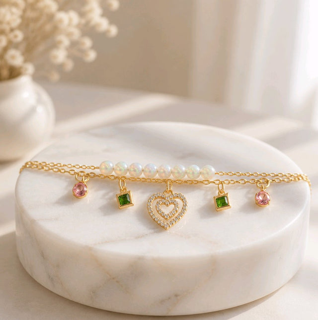 NNCB032 – ZYN Crystal Love Heart Charm Bracelet