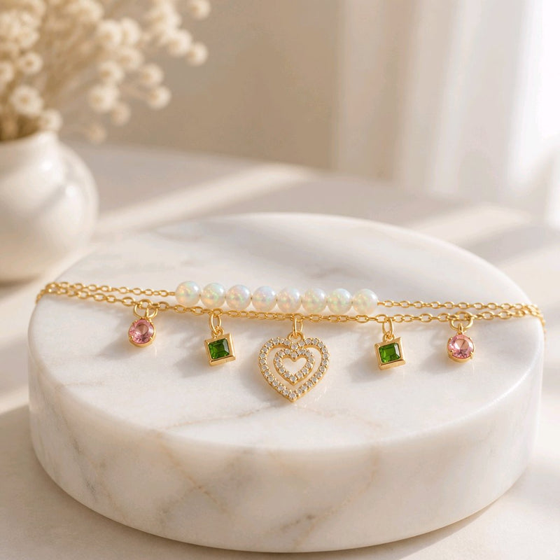 NNCB032 – ZYN Crystal Love Heart Charm Bracelet