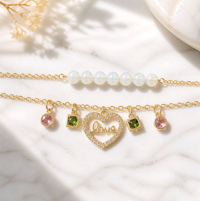 NNCB031 – ZYN Crystal Heart Charm Bracelet