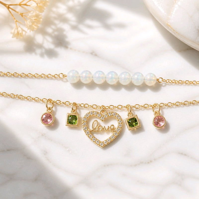 NNCB031 – ZYN Crystal Heart Charm Bracelet