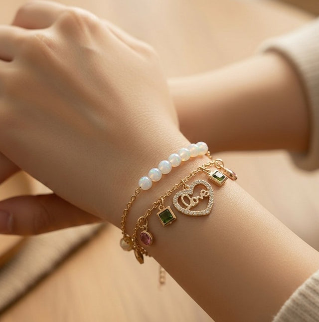 NNCB031 – ZYN Crystal Heart Charm Bracelet