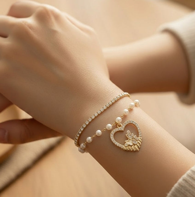 NNCB034 – ZYN Crystal Butterfly Heart Bracelet