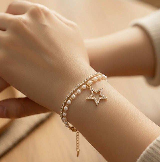 NNCB035 – ZYN Crystal Star Charm Bracelet