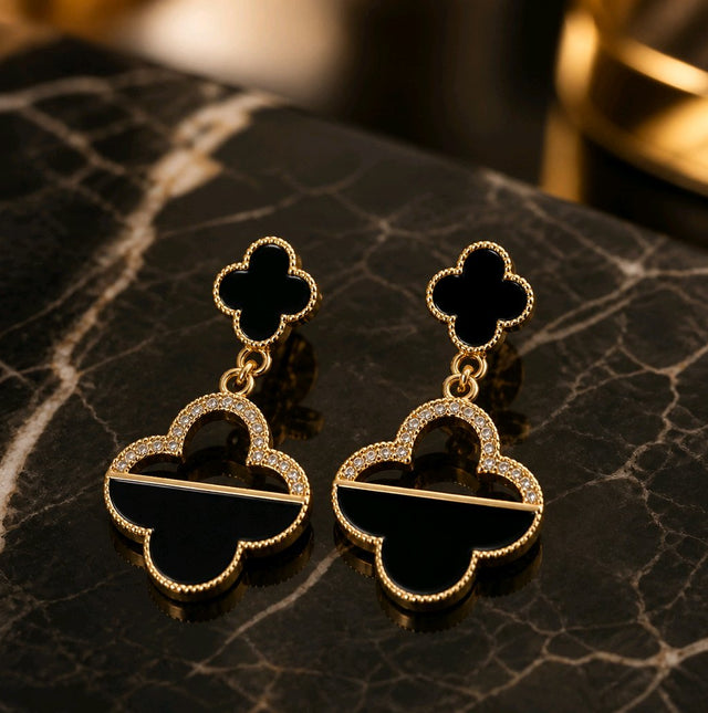 NNED058 – ZYN Crystal Clover Drop Earrings