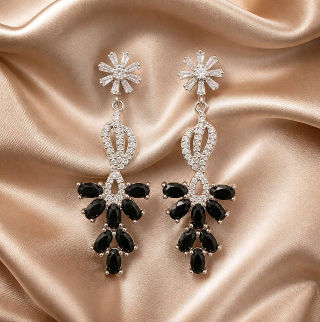 NNED062 – ZYN Midnight Crystal Cascade Earrings