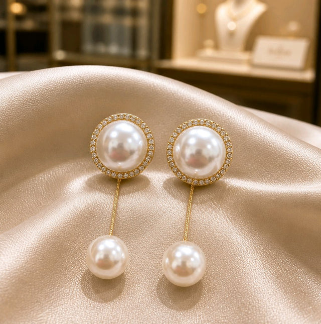 NNED070 – ZYN Pearl Halo Drop Earrings