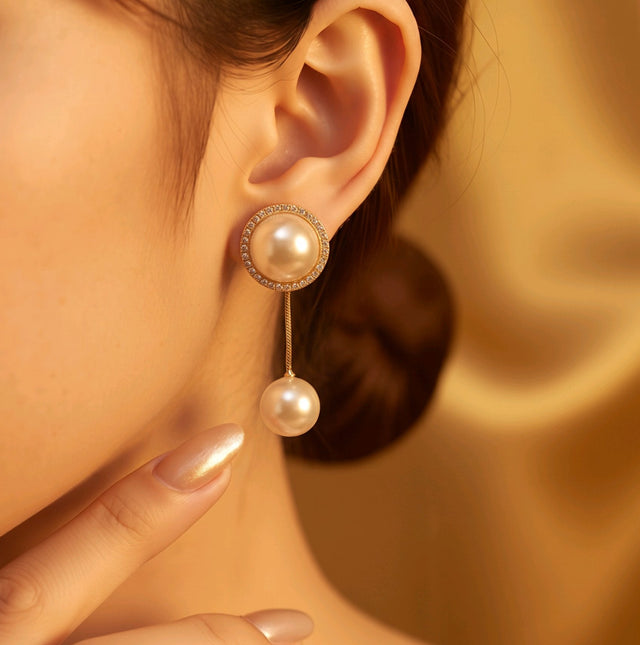 NNED070 – ZYN Pearl Halo Drop Earrings