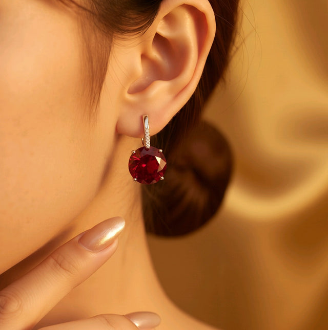 NNEH016 – ZYN Ruby Crystal Hoop Earrings