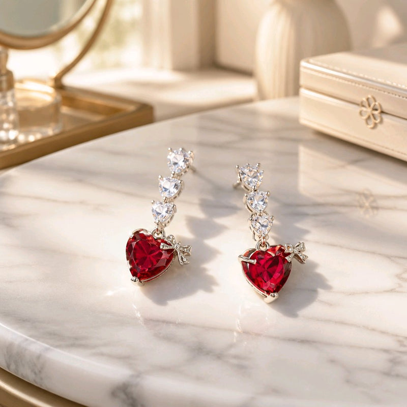 NNEH017 – ZYN Ruby Heart Drop Earrings