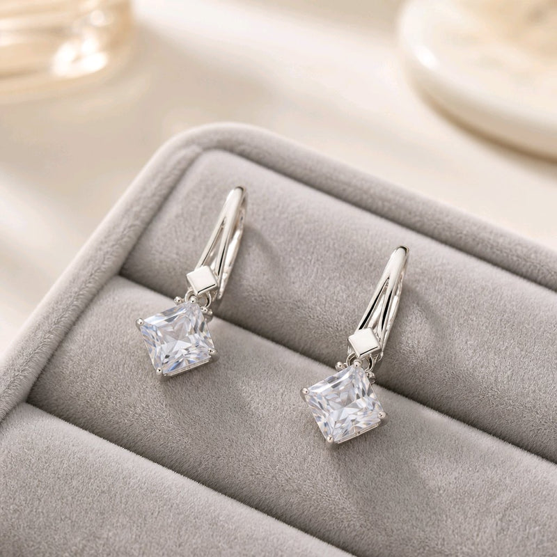 NNED077 – ZYN Princess Cut Crystal Drop Earrings