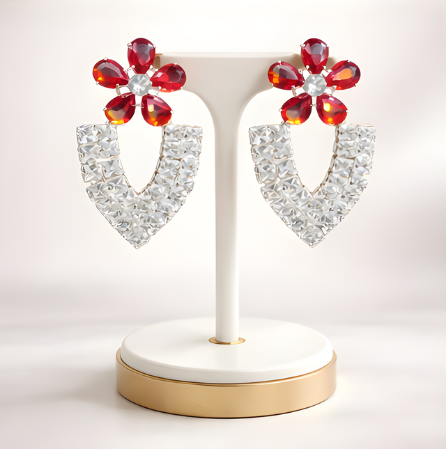 NNET001 ZYN V-Flower Ear Tops – Silver Plated