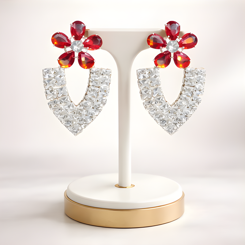 NNET001 ZYN V-Flower Ear Tops – Silver Plated