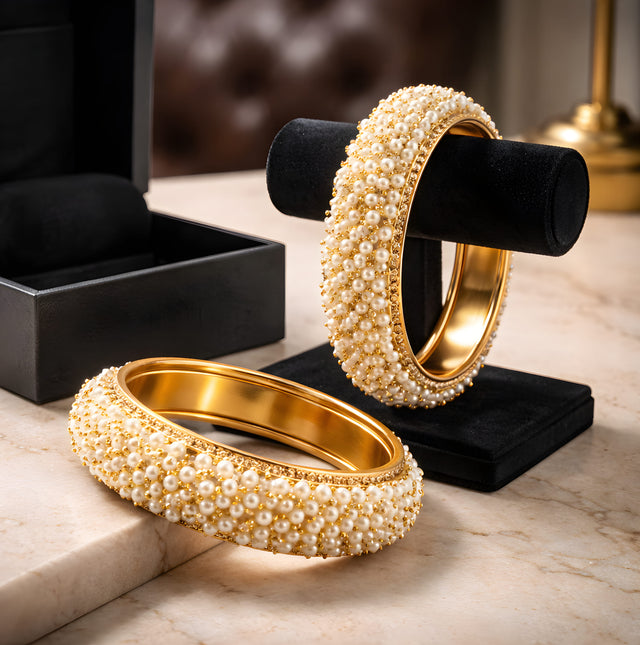 NNCK002 RZN Pearl Plated Bangles 2 Pcs