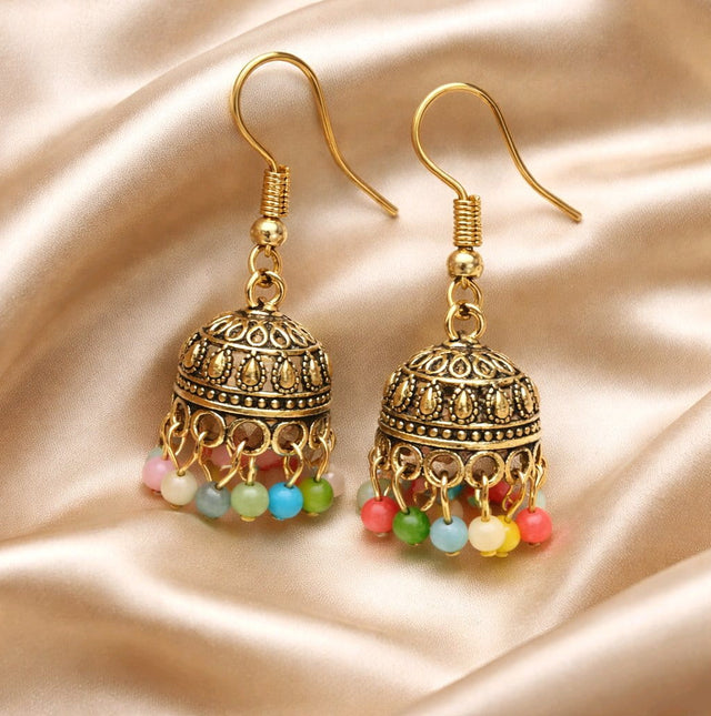 NNCJ003 ZYN Multi Color Bead Jhumki