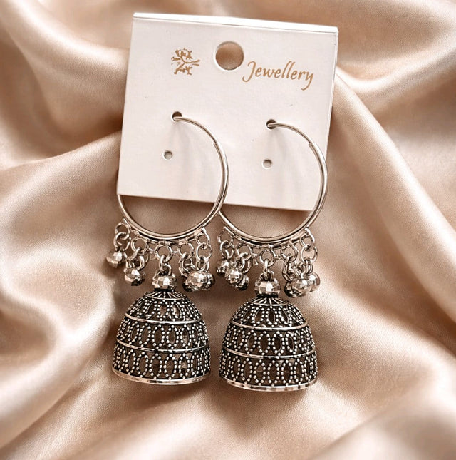 NNCJ004 ZYN Oxidized Hoop Jhumki