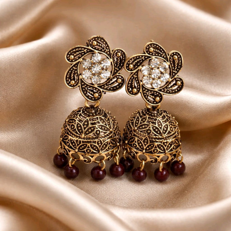 NNCJ006 ZYN Flower Beads Drop Jhumki