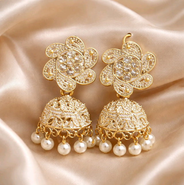 NNCJ006 ZYN Flower Beads Drop Jhumki