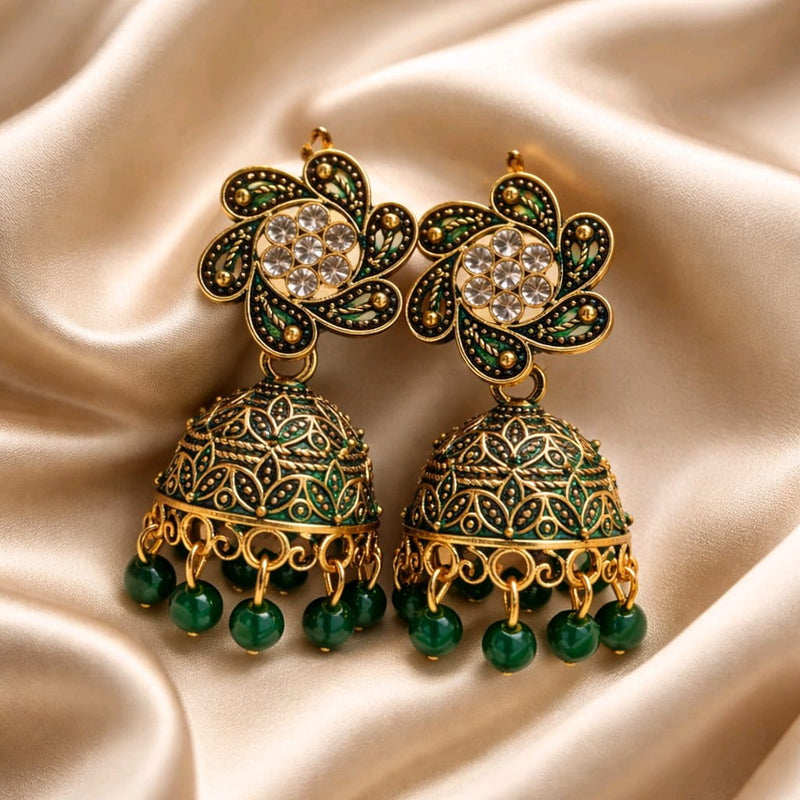 NNCJ006 ZYN Flower Beads Drop Jhumki