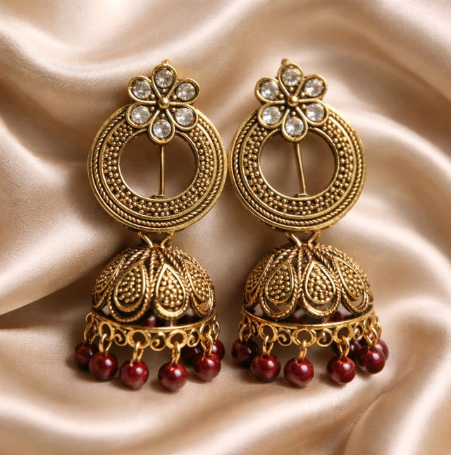 NNCJ008 ZYN Crown Flower Jhumki