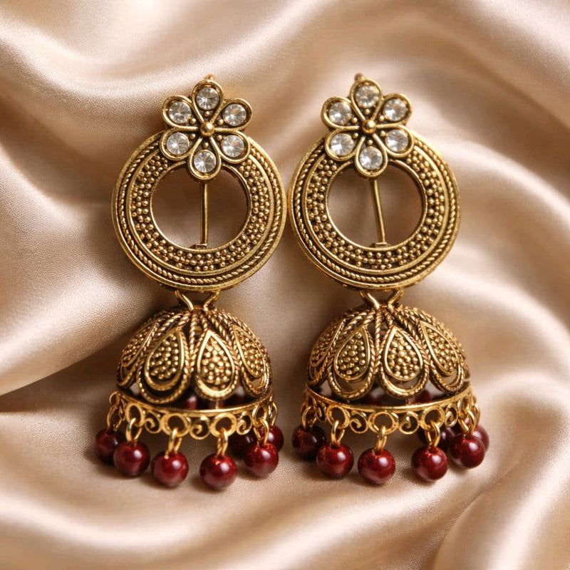 NNCJ008 ZYN Crown Flower Jhumki