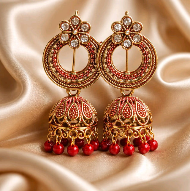 NNCJ008 ZYN Crown Flower Jhumki