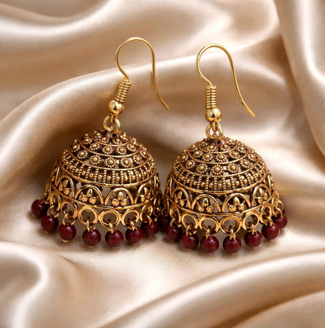 NNCJ010 ZYN Chandelier Beads Jhumki