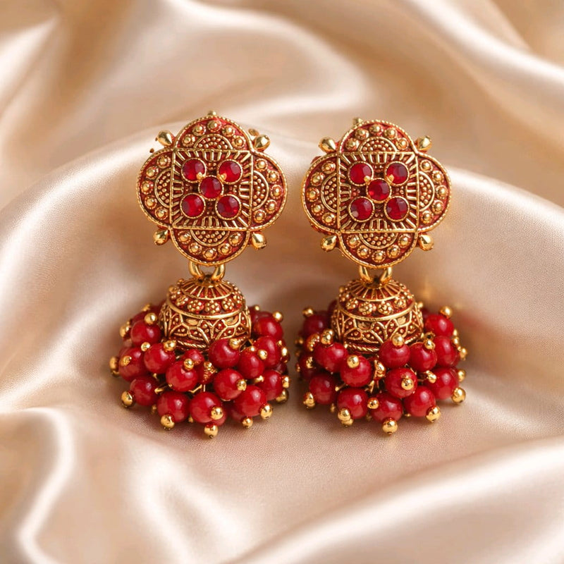 NNCJ011 ZYN Flower Bunch Beads Jhumki
