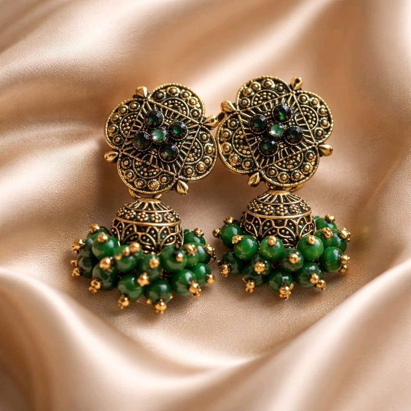 NNCJ011 ZYN Flower Bunch Beads Jhumki