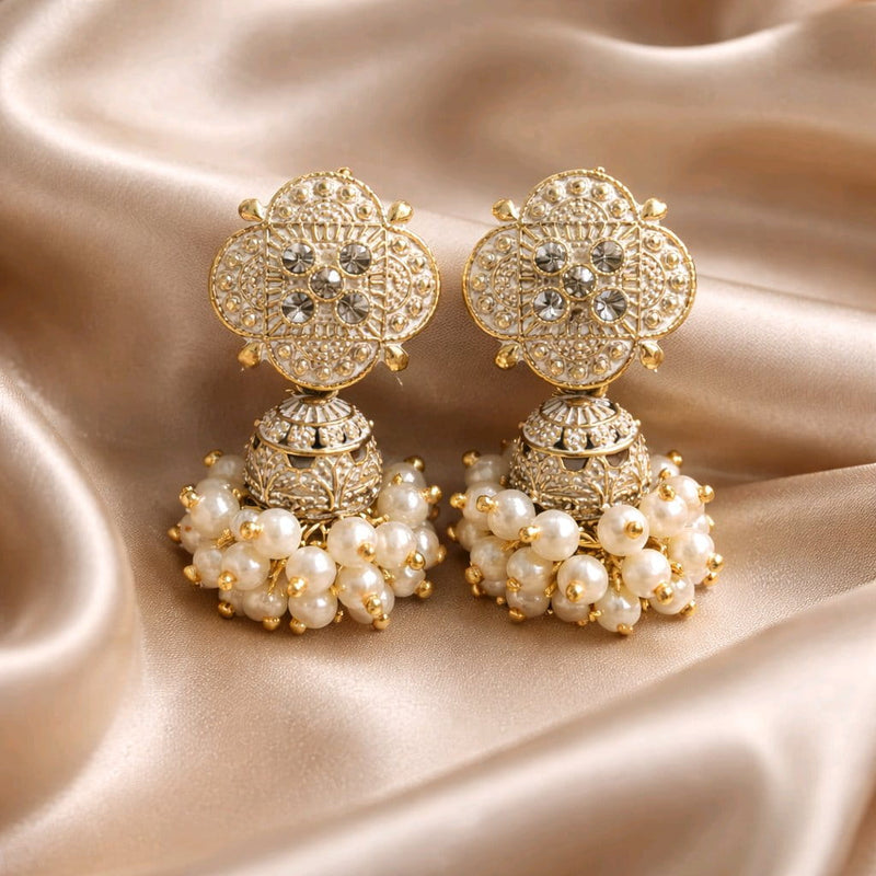 NNCJ011 ZYN Flower Bunch Beads Jhumki