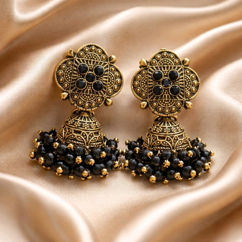 NNCJ011 ZYN Flower Bunch Beads Jhumki
