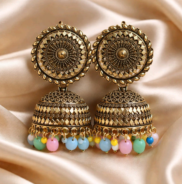NNCJ015 ZYN Multi Beads Jhumki