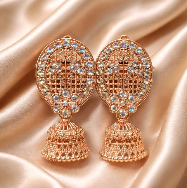 NNCJ022 ZYN Oval Flower Jhumki