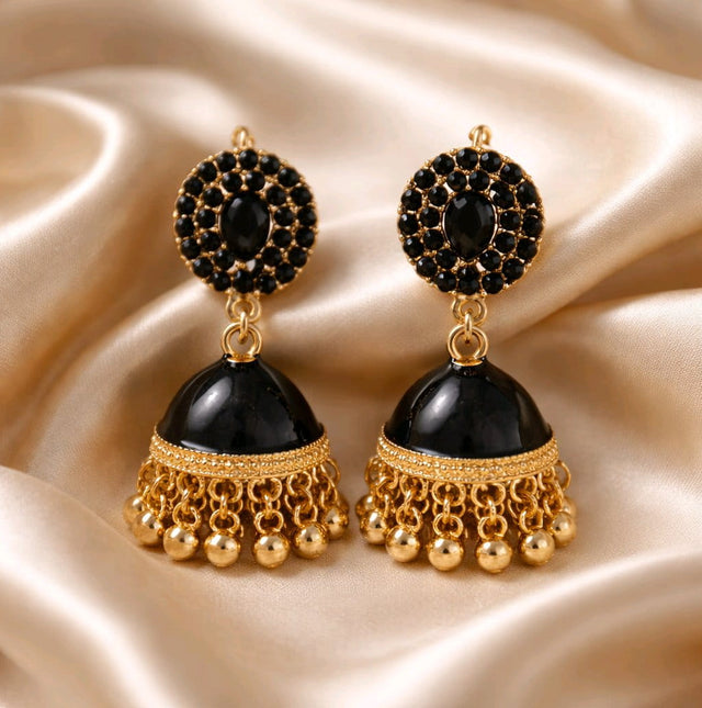NNCJ023 ZYN Black Shiny Jhumki
